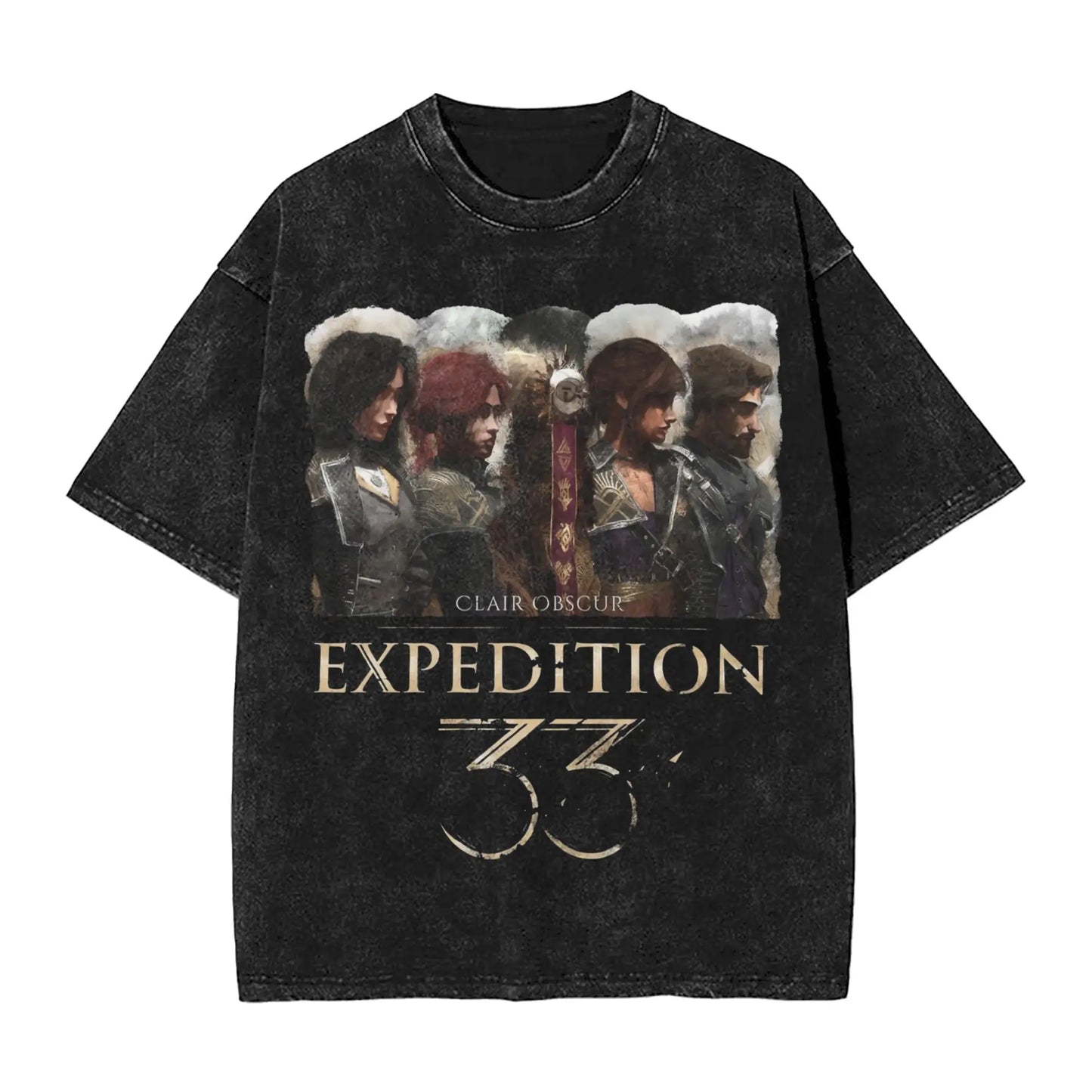 Washed T Shirts Game Fantasy Clair Obscur Expedition 33 Hip Hop Vintage T-Shirts Harajuku Short Sleeve Printed Tops Tees for Men