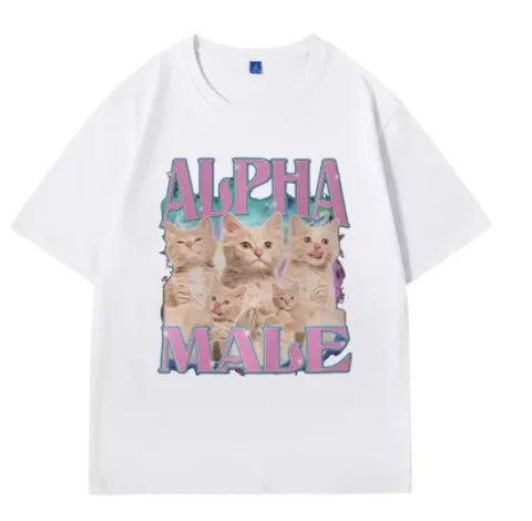 My Honest Reaction T-shirts Funny Cat Meme T Shirts Men Women Casual Oversized Short Sleeve Tees Men's Joke Humor Tshirt