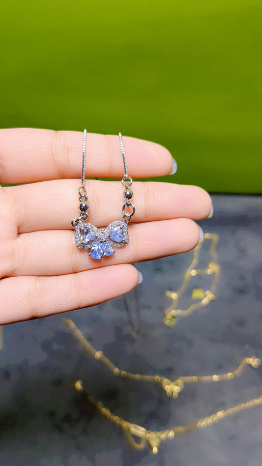 New Original  Sterling Silver Bow Necklace  Chain Link for Women Jewelry