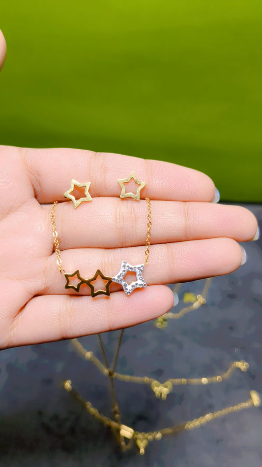 Fashion Statement Stainless Steel Shell Pendant Necklace and Earrings Set Women